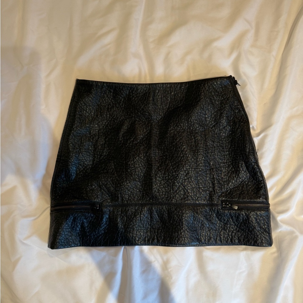 Zara black leather mini skirt